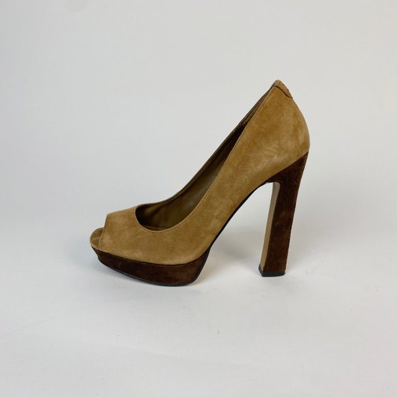 MRKT Platform Suede Open Toe Heels! Size 8 - Picture 7 of 8
